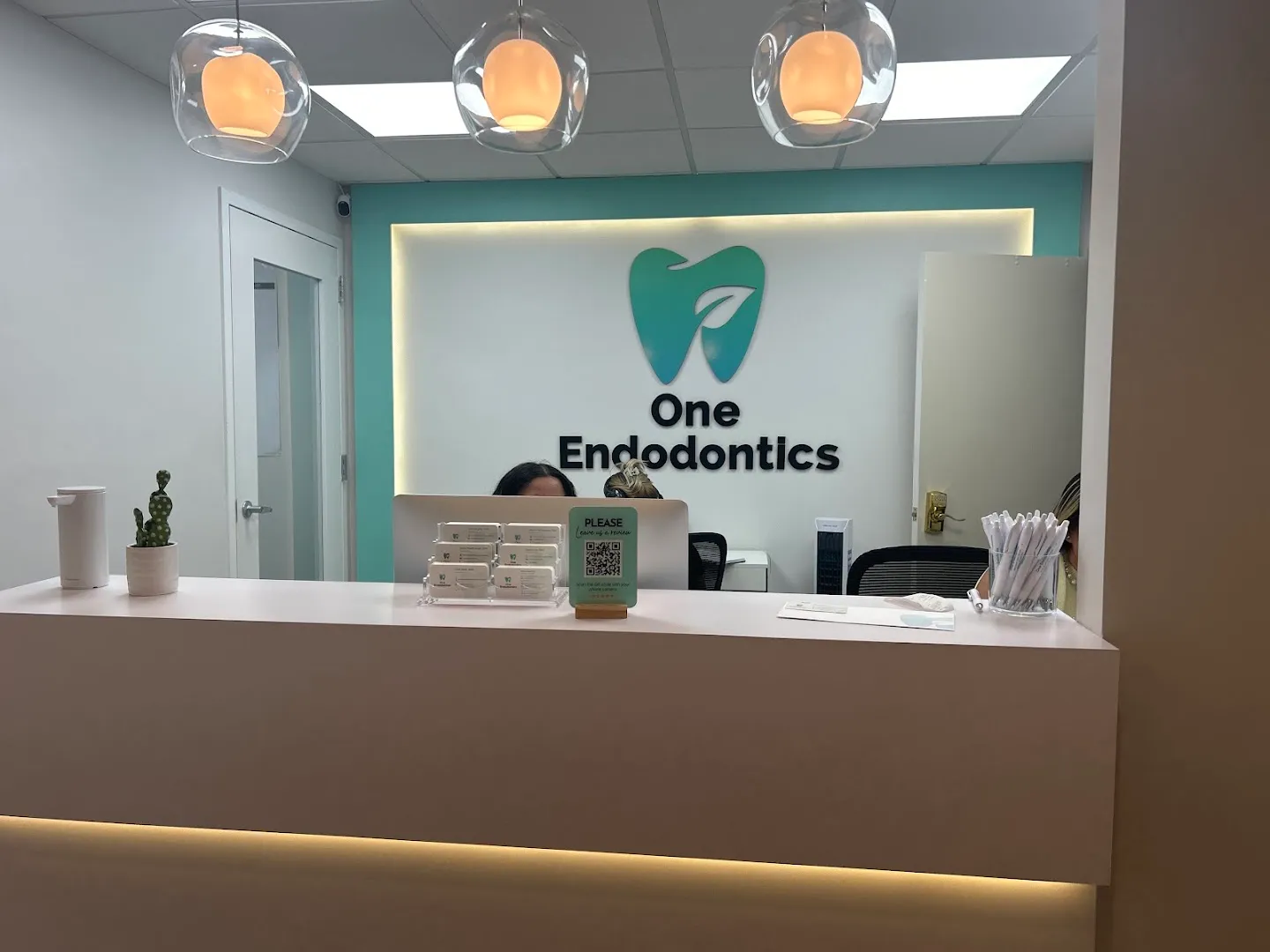 A general view of a modern dental clinic interior.