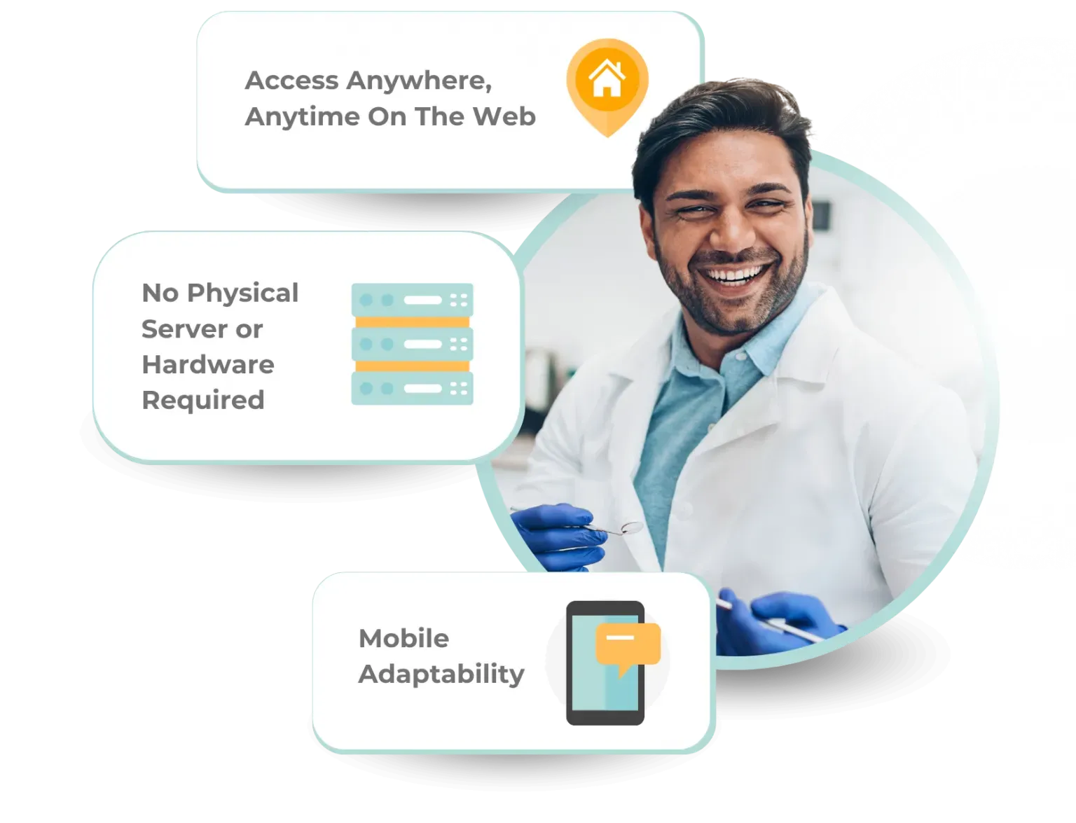 Professional reviewing records on multiple devices