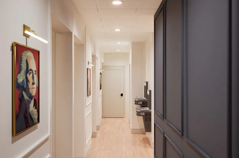 Hallway leading to the treatment rooms at Founders Endodontics