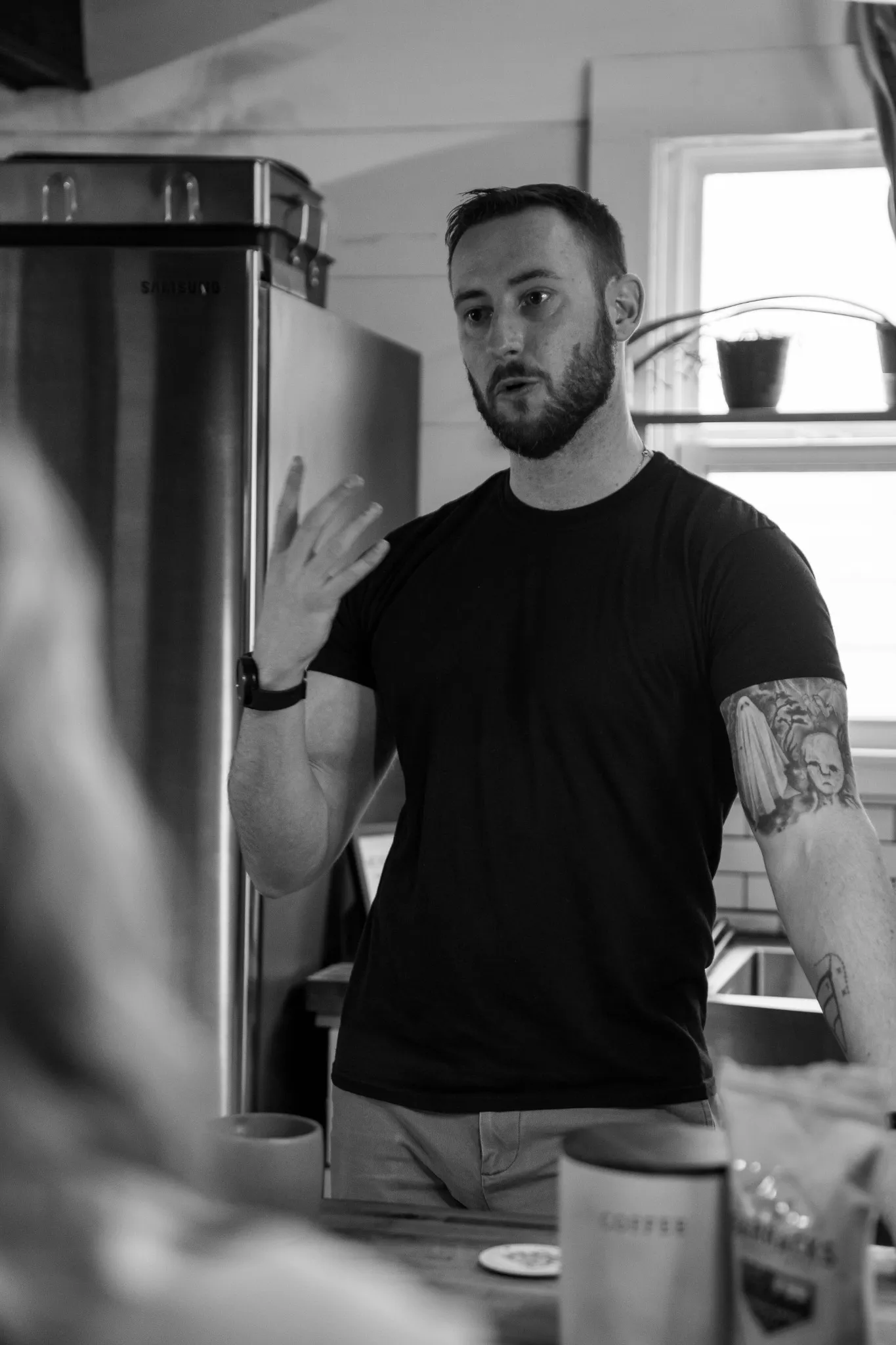 Darren, founder of Barracks Baristas, at the coffee roaster