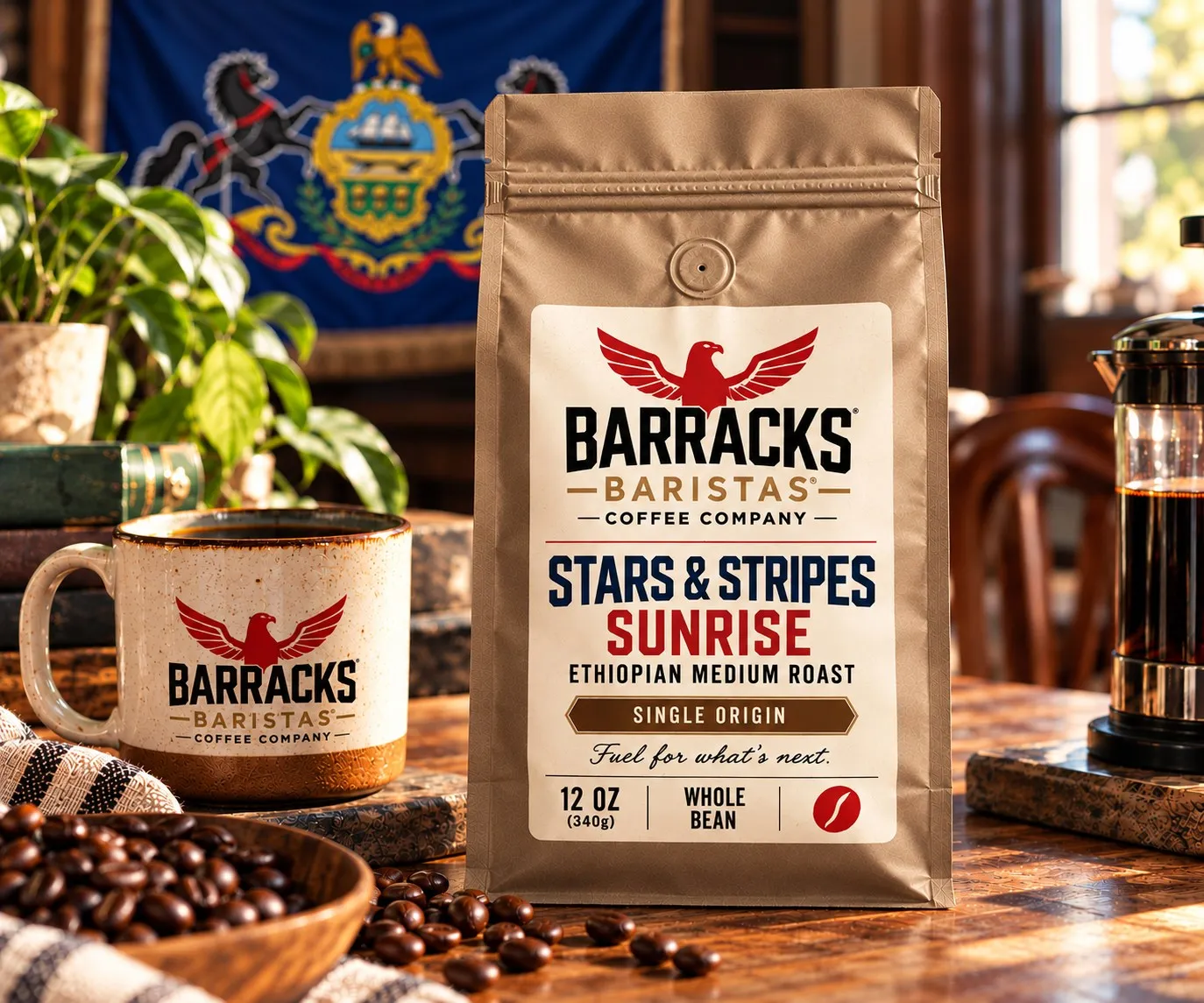 Stars & Stripes Sunrise coffee packaging concept